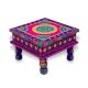 Handicraft Wooden Chourang Pooja Chowki in Purple and Pink